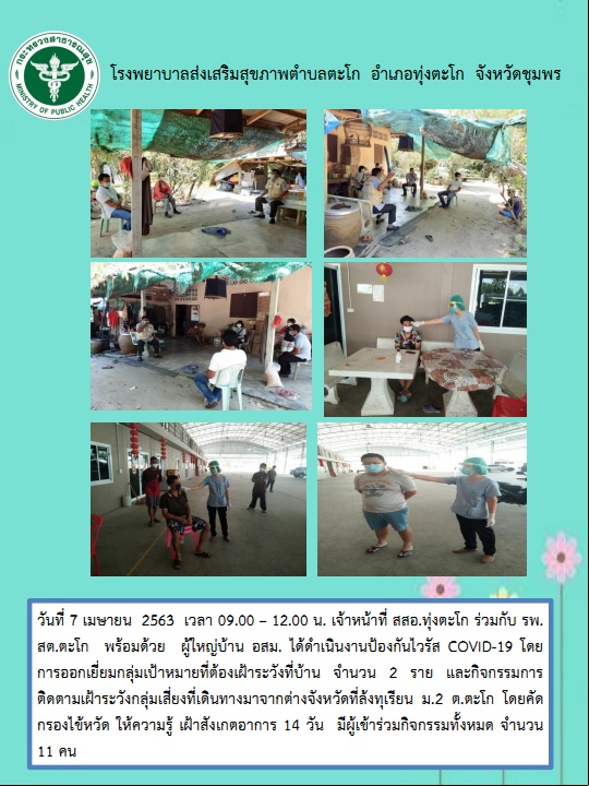 กิจจกรรมเยี่ยมบ้านและคัดกรองกลุ่มเสี่ยงที่ล้งทุเรียน